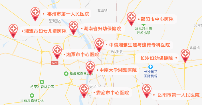 湖南试管婴儿医院地图